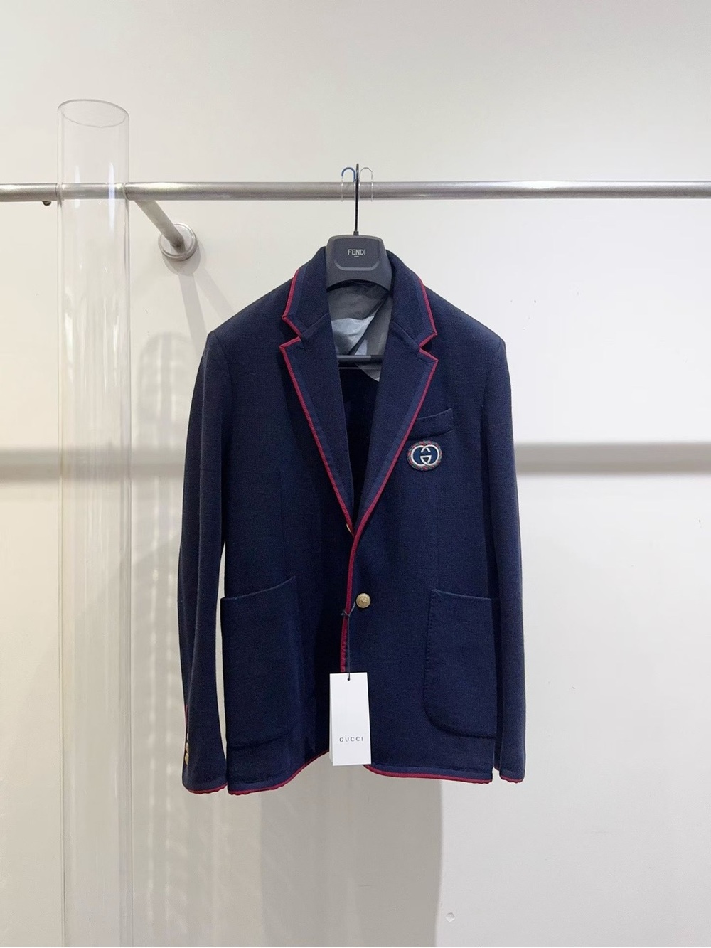 Gucci Navy Blazer with Red Trim